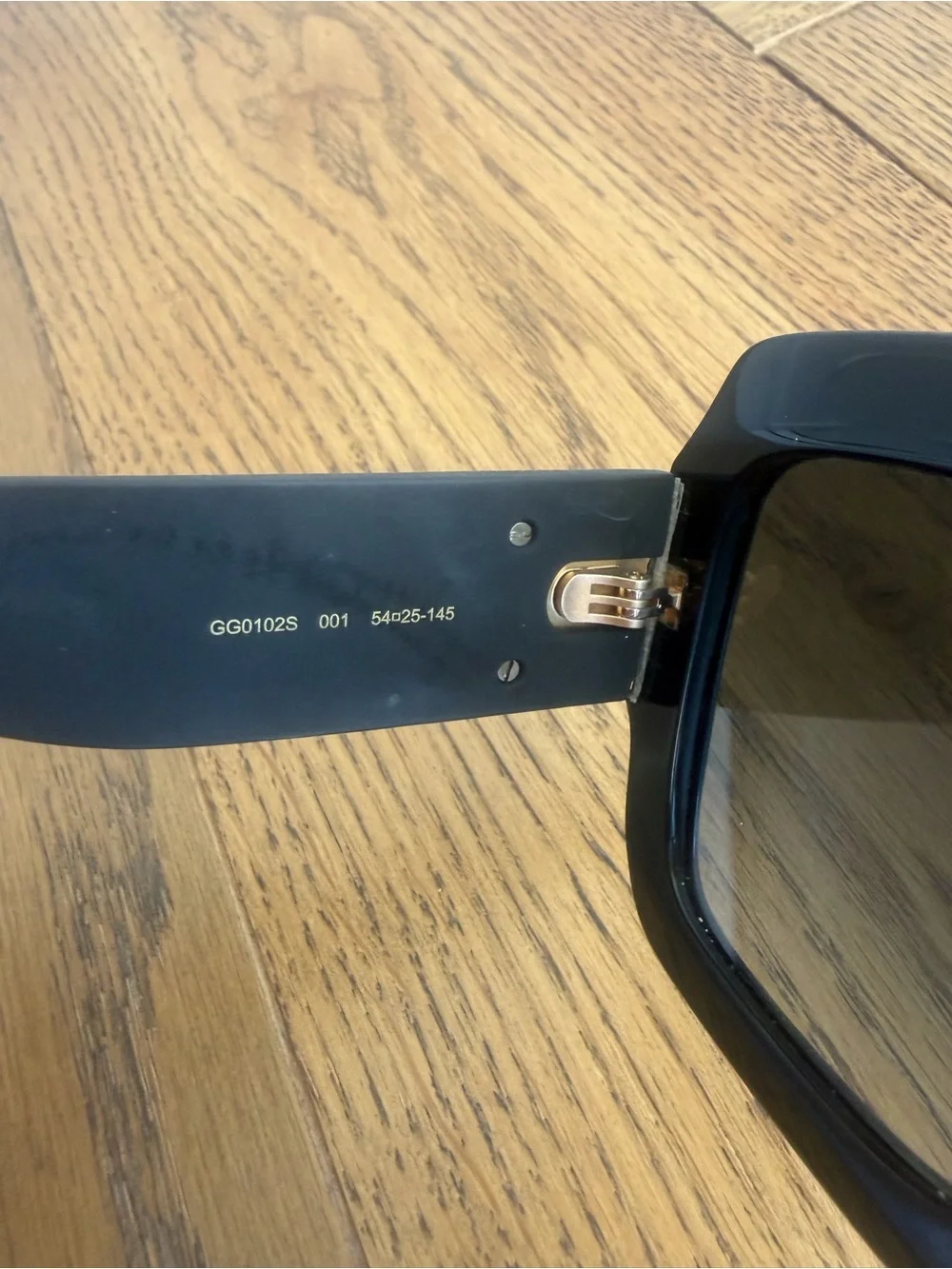 Gucci Black Glitter Oversized Square Sunglasses with Gold GG Temples